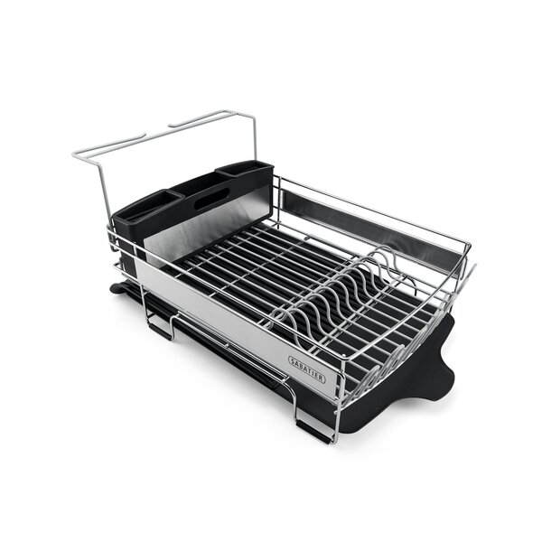 Sabatier Expandable Stainless Steel Dish Rack 30 Inch Black